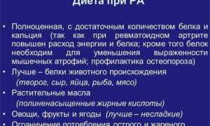 Диета при ревматоидном артрите суставов. Полезные и запрещенные продукты