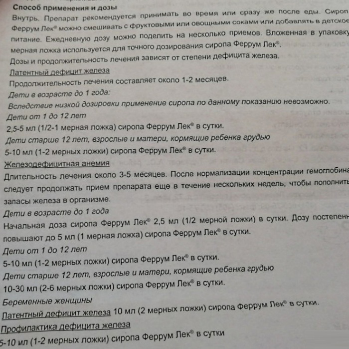 Феррум Лек сироп для детей. Инструкция по применению, цена, отзывы