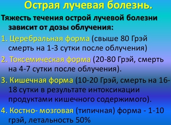 Лучевая болезнь. Симптомы, стадии, степени тяжести, лечение