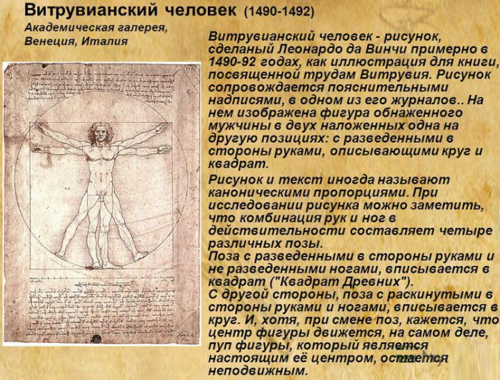 Идеальный человек Да Винчи Витрувианский человек. Смысл и золотое сечение