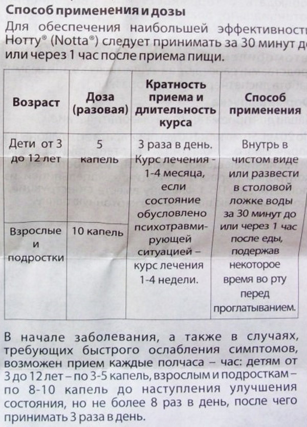 Нотта капли для детей. Инструкция по применению, отзывы